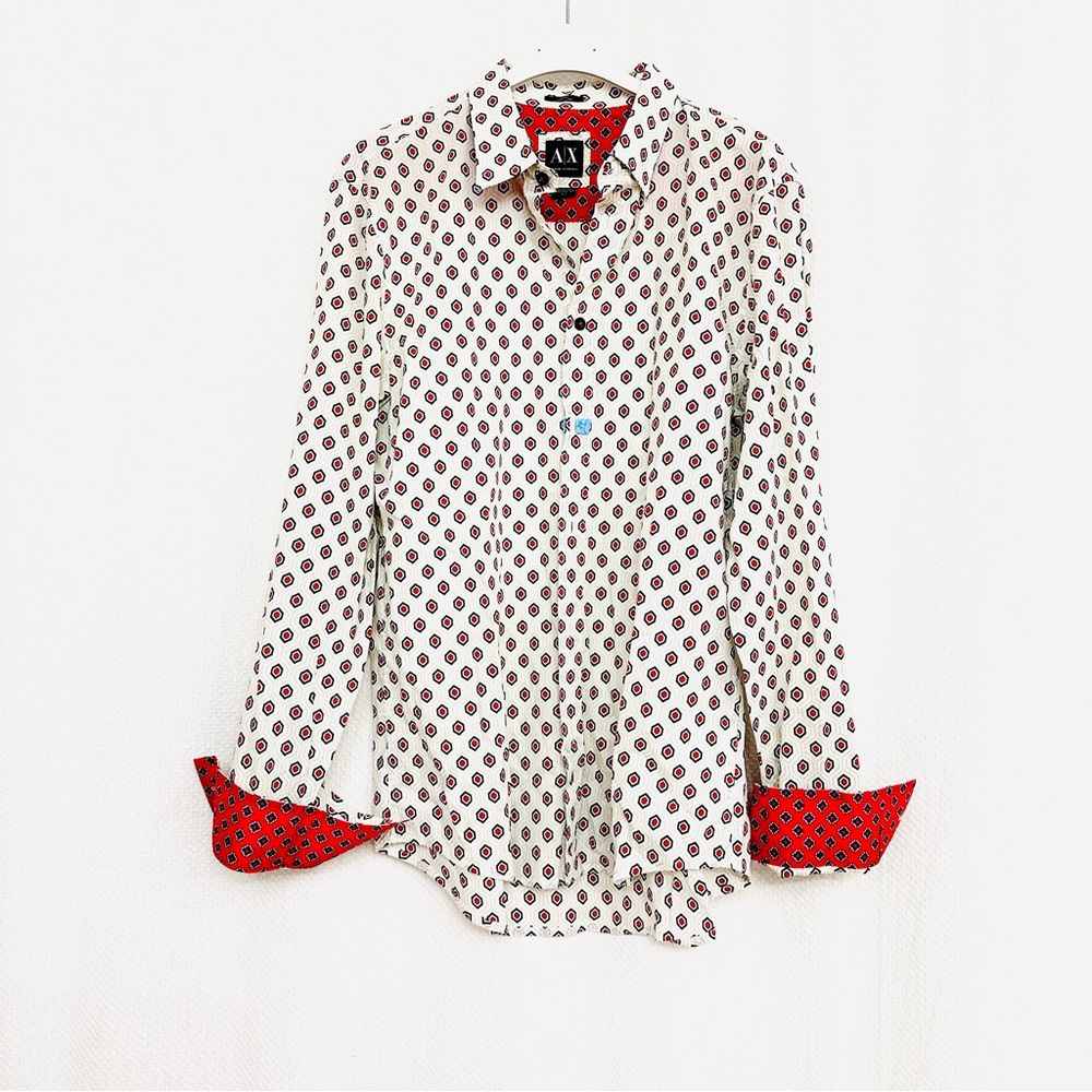 Armani Geometric Red and Black Shirt, size M